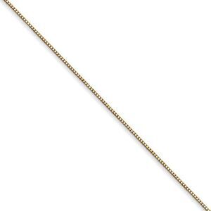 0.5mm, 14k Yellow Gold Solid Box Chain Necklace, 18 Inch